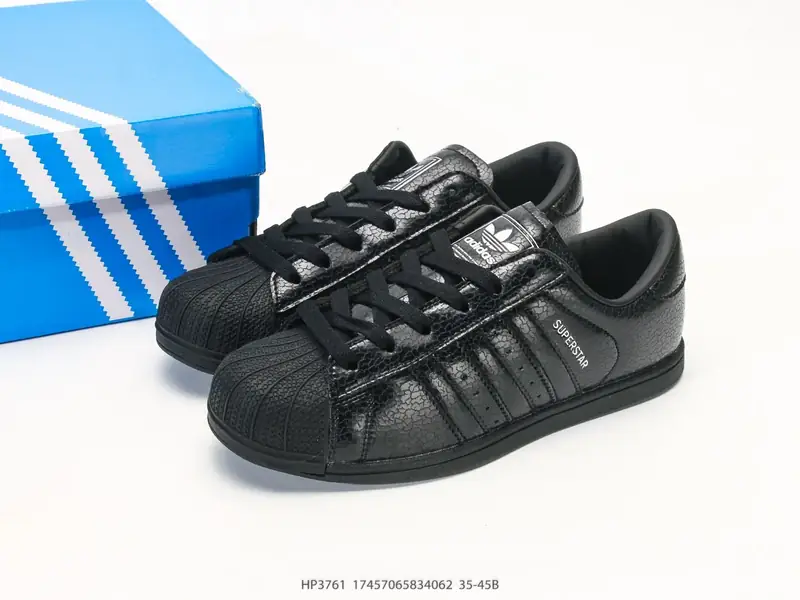 adidas originals SUPERSTAR Lo Pro 舒适贴合透气 板鞋 美式复古风的经典贝壳头板鞋，黑色皮革 HP3761 #17457065834062