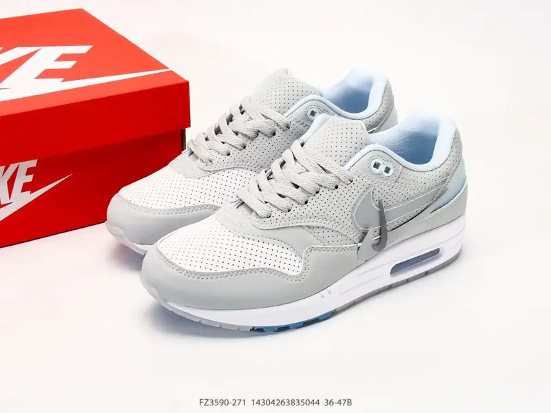 Nike Air Max 1 耐克气垫 缓震 耐磨运动鞋 鞋身材质均选择皮革 织物 麂皮多种材质覆盖 保证质感的前提下 层次感也相当不错带有开窗式 Air Max 气垫的 FZ3590-271 #14304263835044