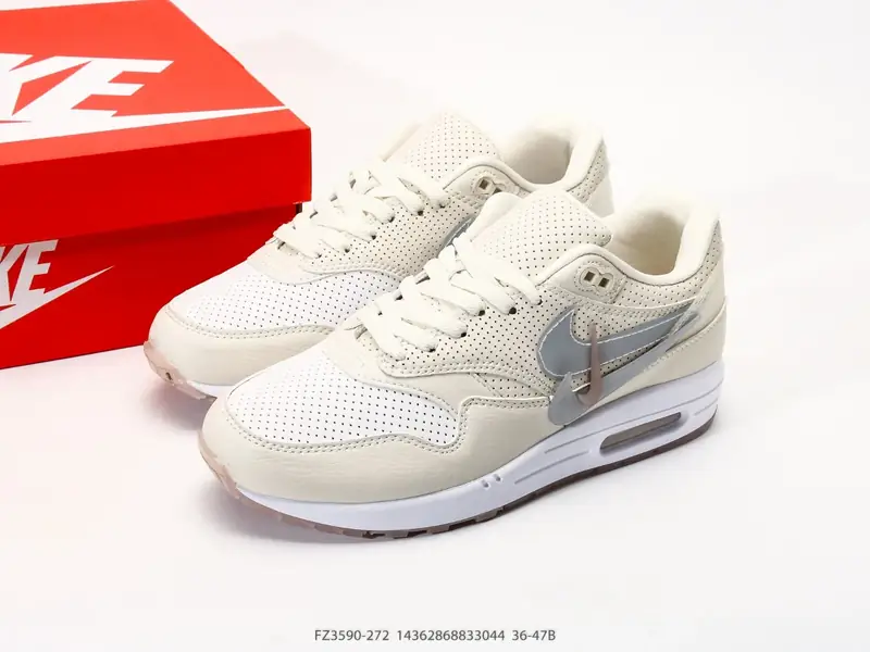 Nike Air Max 1 耐克气垫 缓震 耐磨运动鞋 鞋身材质均选择皮革 织物 麂皮多种材质覆盖 保证质感的前提下 层次感也相当不错带有开窗式 Air Max 气垫的 FZ3590-272 #14362868833044