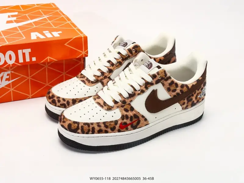 耐克 Nike Air Force 1 '07 "豹纹北面联名款" 空军一号含气垫 低帮百搭厚底增高休闲运动板鞋 WY0655-118 #20274843665005