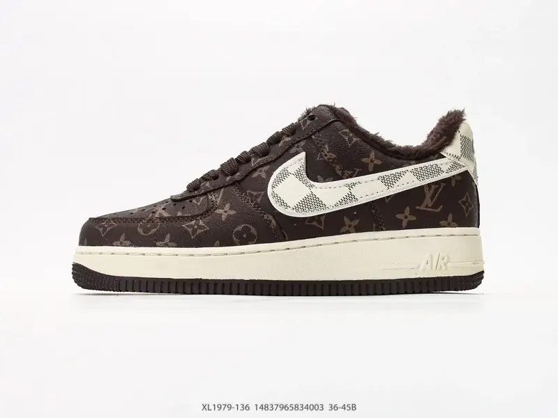#加绒 耐克 Nike Air Force 1 "路易威登联名加绒" 空军一号含气垫 低帮百搭厚底增高休闲运动板鞋 XL1979-136 #14837965834003