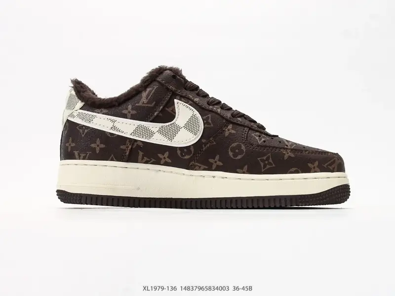 #加绒 耐克 Nike Air Force 1 "路易威登联名加绒" 空军一号含气垫 低帮百搭厚底增高休闲运动板鞋 XL1979-136 #14837965834003