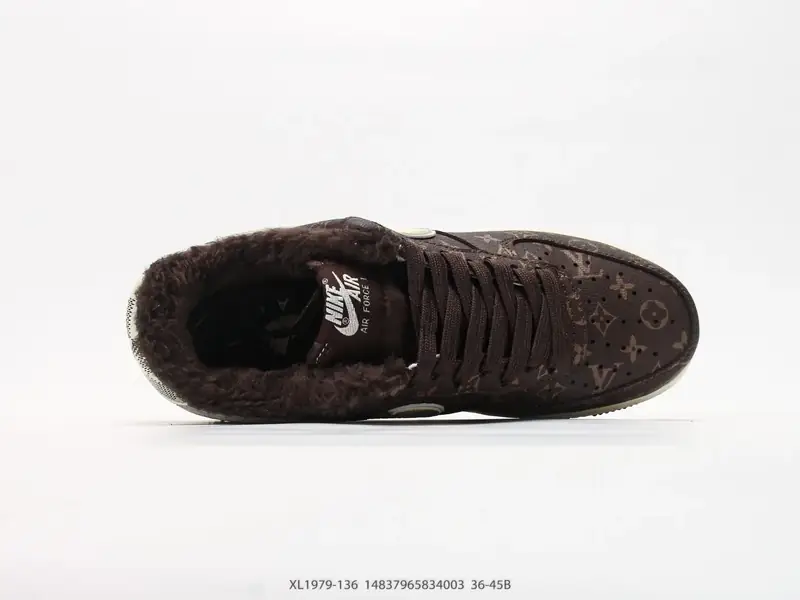 #加绒 耐克 Nike Air Force 1 "路易威登联名加绒" 空军一号含气垫 低帮百搭厚底增高休闲运动板鞋 XL1979-136 #14837965834003
