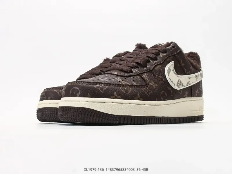 #加绒 耐克 Nike Air Force 1 "路易威登联名加绒" 空军一号含气垫 低帮百搭厚底增高休闲运动板鞋 XL1979-136 #14837965834003