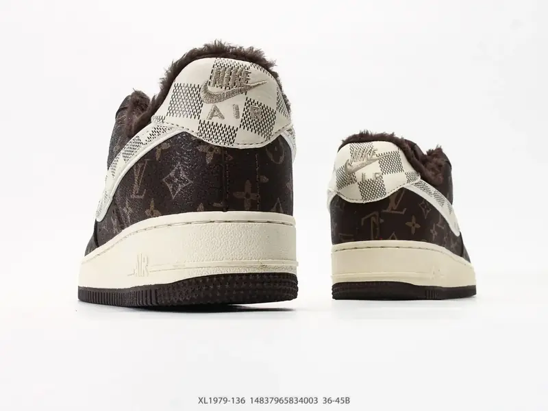 #加绒 耐克 Nike Air Force 1 "路易威登联名加绒" 空军一号含气垫 低帮百搭厚底增高休闲运动板鞋 XL1979-136 #14837965834003