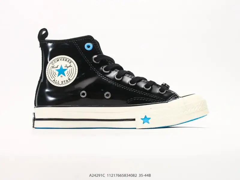Converse All Star 高帮男女士运动鞋 一星⭐匡威全明星复古 休闲百搭板鞋 户外经典透气皮革拼接帆布面慢跑鞋 A24291C #11217665834082
