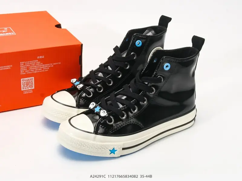 Converse All Star 高帮男女士运动鞋 一星⭐匡威全明星复古 休闲百搭板鞋 户外经典透气皮革拼接帆布面慢跑鞋 A24291C #11217665834082