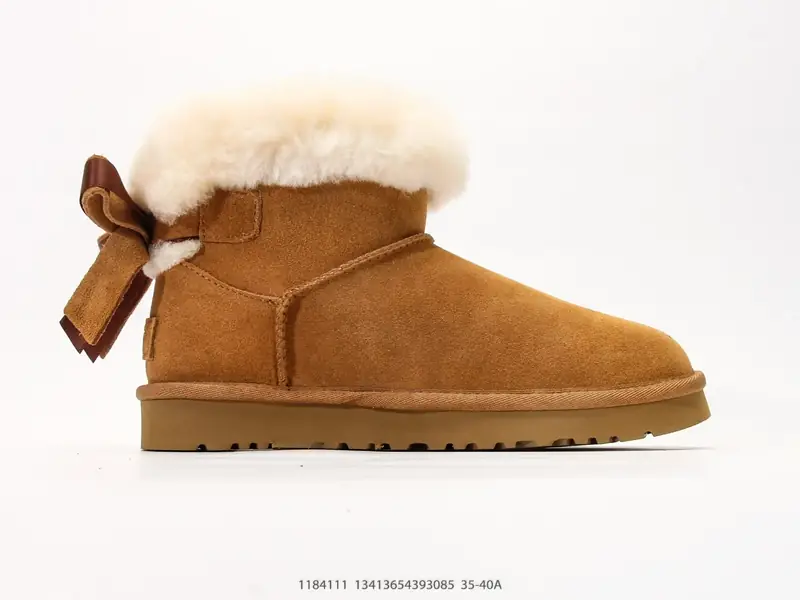 UGG WOMEN'S 高筒单丝带蝴蝶结 秋冬羊皮毛一体雪地靴 1184111 #13413654393085