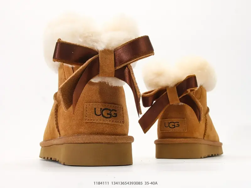 UGG WOMEN'S 高筒单丝带蝴蝶结 秋冬羊皮毛一体雪地靴 1184111 #13413654393085