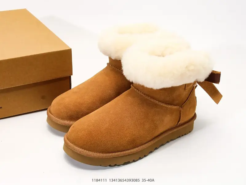 UGG WOMEN'S 高筒单丝带蝴蝶结 秋冬羊皮毛一体雪地靴 1184111 #13413654393085